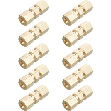 Ausla Raccord à Compression 3/16 Pouces, Adaptateur de Conduite de Frein en Cuivre et Laiton de qualité Supérieure, Installation Rapide, Comprend 5 Paquets pour Camions et Remorques (10pack) (1/5)