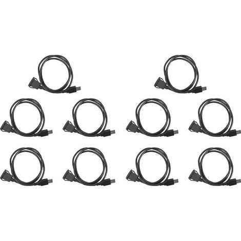 10 câbles d'extension USB mâle-femelle encastrés pour tableau de bord de voiture, 1 m (1/5)