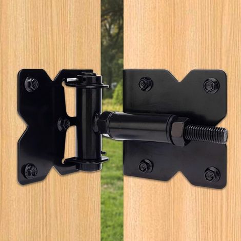 Charnière de porte robuste en fer noir antirouille, réglable 5.8-19 cm, pour abri jardin armoire clôture portail bois, kit avec 22 vis, supporte 60 kg, 1 pièce (1/4)