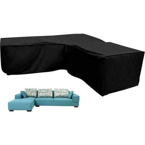 Funda para banco de jardín en forma de L,Funda para muebles de jardín,Lona para muebles de jardín en forma de L de 210D,Negra,286 × 222 × 82 cm (1/5)