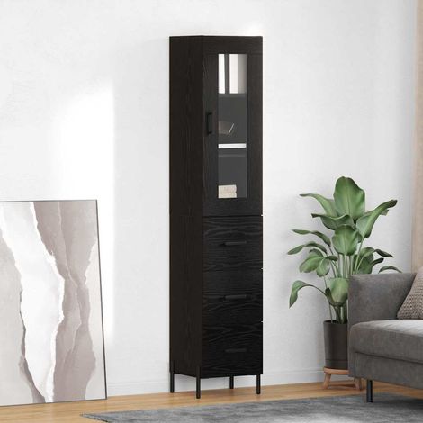 Highboard Schwarz Eichen-Optik 34,5 x 34 x 180 cm Holzwerkstoff