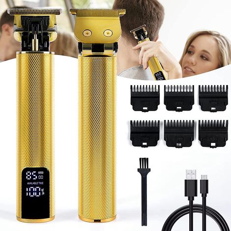 tondeuse Cheveux Hommes, Afficheur Led Tondeuse Barbe Homme 6000 8500 Tr/min, Rechargeables Usb Kit Barbe Homme, Rasoir Electrique Avec 6 Peignes (1/5)