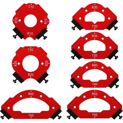 Set of 7 angle jigs with removable clip, auxiliary tool for arc cutting for woodworking R10 R20 R30 R35 R40 R50 R60 (1/5)