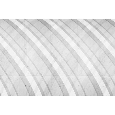 Papier peint panoramique à rayures pour salon | Tapisserie panoramique industrielle aspect béton | Papier peint panoramique gris - 267 x 400 cm (4 pièces) (1/2)