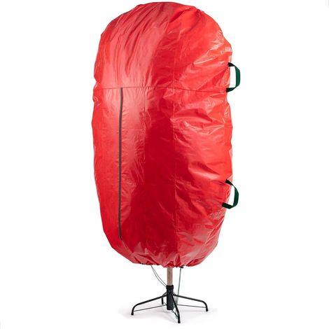 Sac de rangement vertical pour sapin Noël avec cordon serrage convient aux sapins haut 2,30 m Plastique Rouge (1/4)