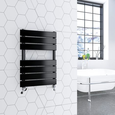 Heated Towel Rail Radiator 650x400mm Black Flat Panel (1/5)