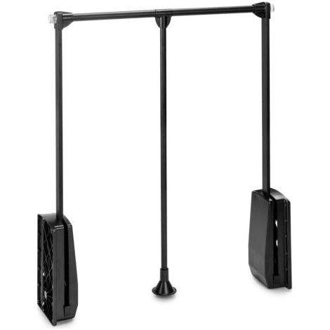Emuca Kleiderlift für Garderoben Hang, 600 - 830, Schwarz, Stahl und Kunststoff