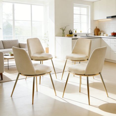 Set tavolo sedie pranzo 5 pezzi velluto OKMYHOME (1/5)