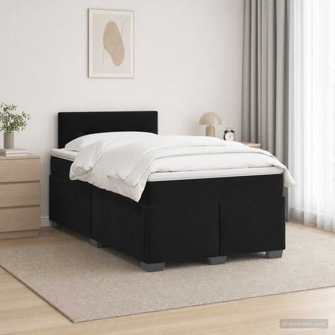 vidaXL Lit boxspring avec matelas Noir 120 x 190 cm Velours (1/5)