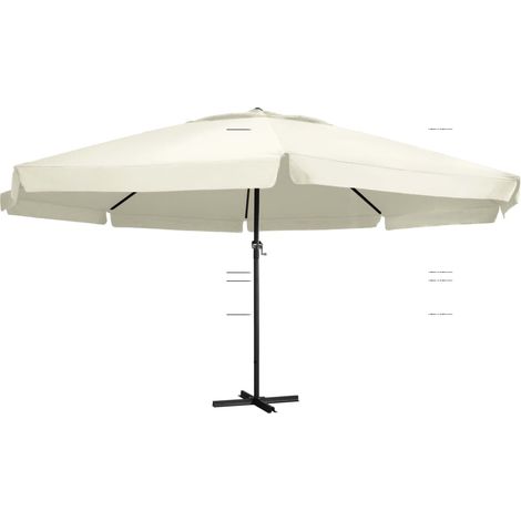 Sombrilla de jardín con palo de aluminio blanco arena 600 cm vidaXL (1/4)