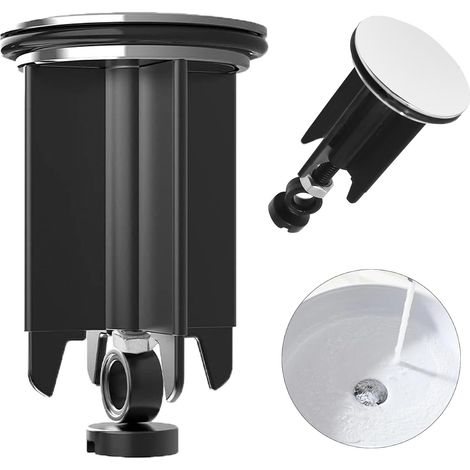 Bouchon de lavabo 1 pièce, bouchon de vidange avec joint, bouchon d'évier, bouchon de vidange universel de 40 mm, cuivre + ABS, hauteur réglable de 66 à 83 mm, convient à la plupart des lavabos standa (1/5)