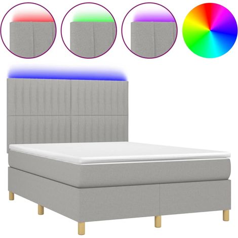 Maison Exclusive - Boxspringbett mit Matratze & LED Hellgrau 140x