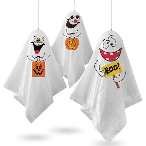 Ornement Halloween - Décoration Murale Cheminée Escalier Clôture en Tissu avec Bâtonnets en Bois - Lot de 3 Tailles Différentes (1/5)
