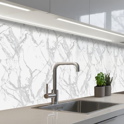 Kitchen Splashback Marble - Pure - Gray - Veins 300x60 cm