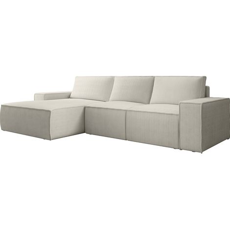 Grande divano letto angolo a sinistra in Velluto a coste Beige - AMELIA