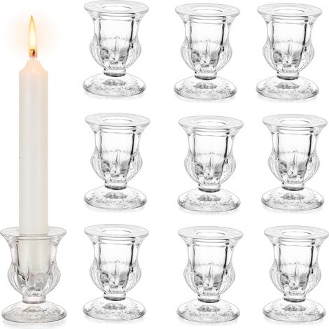Lot 10 bougeoirs verre coniques clairs mariage Noël événement décoration (1/4)