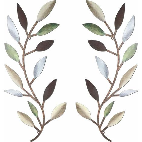 Autocollant mural Feuille - Fer forgé - Décoration de salon, couloir, extérieur - Lot de 2 (1/5)