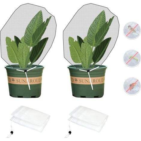 Filet de Protection Anti-Insectes, 2pcs Filet de Jardin avec Cordon de Serrage, Filet Anti Insecte, Filet de Protection Maille Fine pour Protéger Les Plantes en Pot (0.7×1m) (1/5)