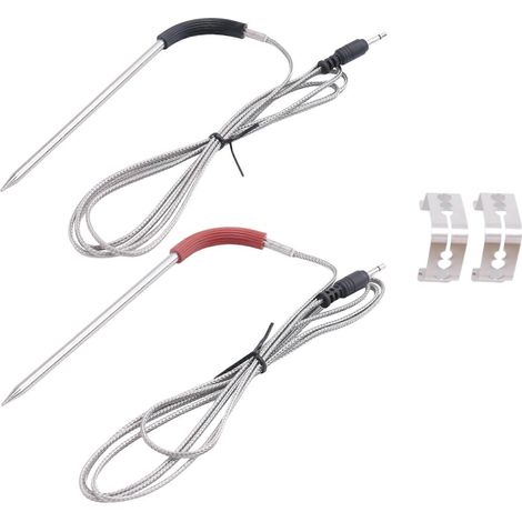 Lot de 2 sondes à viande de rechange pour barbecue et fumoir, sonde de température avec accessoires de fixation (1/5)