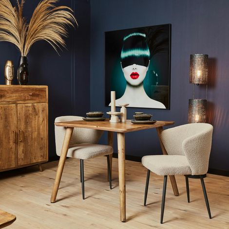 Table de cuisine carrée 2 à 4 personnes en bois 90 cm ALMA