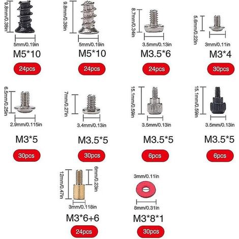 Assortiment de 228 vis pour ordinateur personnel, ensemble de vis de réparation d'ordinateur avec boîte en plastique (1/3)
