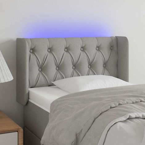 vidaXL Cabecero con LED de tela gris claro 83x16x78/88 cm (1/5)