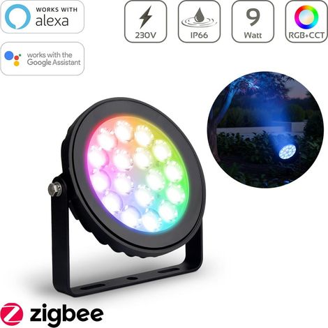 MiBOXER 9W 230V RGB+CCT LED Gartenstrahler Zigbee 3.0 Gartenleuchte mit Erdspieß FUTC02ZR