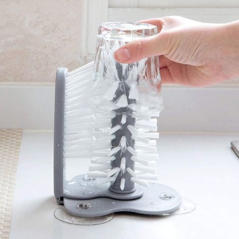 Lave-bouteille, Lave-Verre pour évier avec Brosse Double Face, Nettoyeur de Verre sur Pied à 360 °, Lave-gobelet pour évier pour Bouteilles de Bière, Verres à Vin, Tasses (1/5)