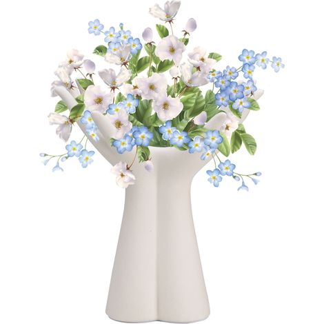 Vase Céramique Grand Blanc Luxe avec Design Mains Unique - Grand: 23.5 cm - Lot de 1 pour Salon, Mariage ou Cadeau (1/5)