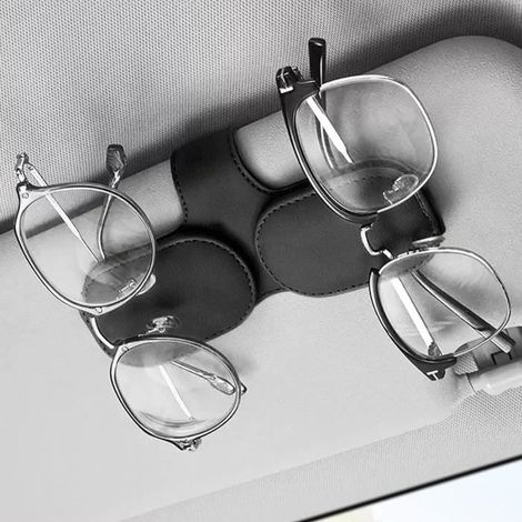 Porte Lunettes de Voiture Magnétique,Support Lunettes pour Pare-Soleil de Voiture,PU Cuir Clip de Support Lunettes,Universel Porte (1/4)
