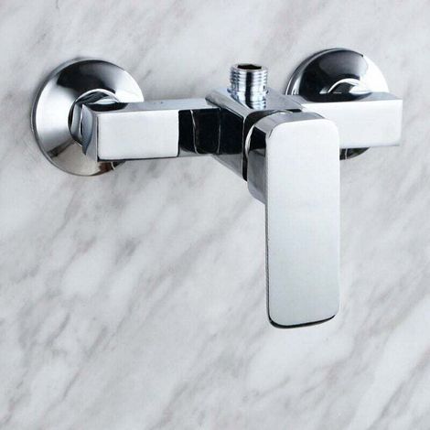 Modern chrome wall-mounted shower faucet with hot and cold water mixer (1/4)