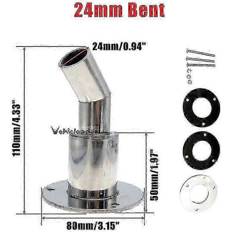 Raccord traversant d'échappement 22/24 mm pour bateau, camion, chauffage diesel, air comprimé. Quincaillerie en acier inoxydable. Couleur : 24 mm coudé. (1/4)