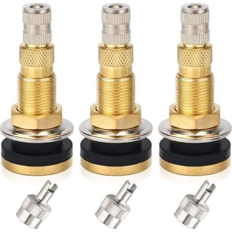 3pcs Tige Valve Pneu pour TR618A, Tiges Valve Tracteur sans Chambre à Air avec 3pcs Couvercles de Démontage de Noyau de Valve en Laiton Adaptés aux Tracteurs Niveleuses Excavatrices (1/4)