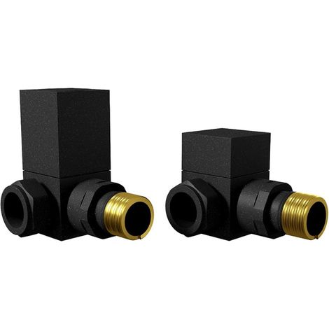Heatwave Square Black Corner Radiator Valves Pair (1/2)