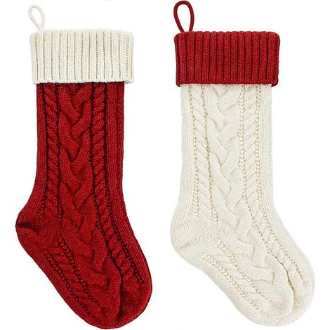 Lot de 45 cm de chaussettes de Noël tressées, grandes chaussettes de cheminée, parfaites pour les décorations de Noël en famille. (1/5)
