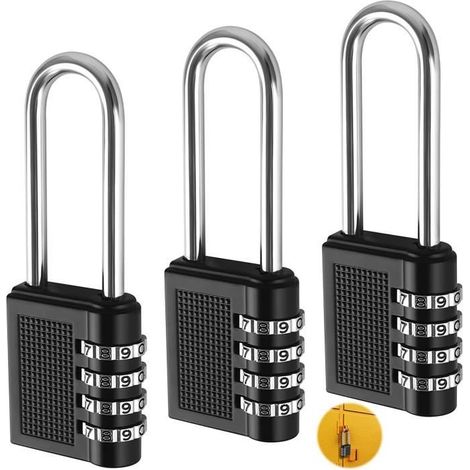 AIPAIDE 3pcs Cadenas à Combinaison à 4 Chiffres Cadenas à Code de Sécurité pour Voyage Valise Bagages Tiroir (1/4)