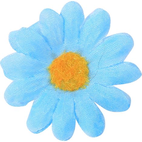 Lot de 100 têtes de gerberas artificielles de 4 cm, en gros, pour loisirs créatifs et mariages (10 Bleu clair) (1/5)
