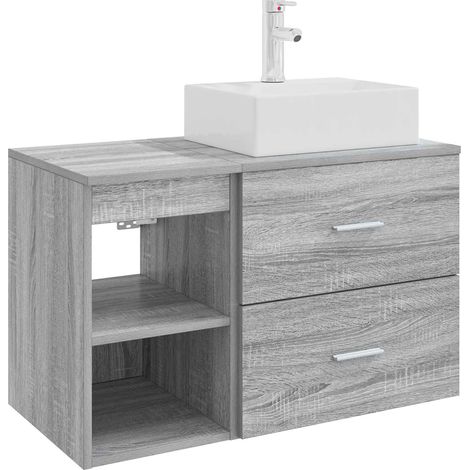 Juego de muebles de baño 2 pcs Sonoma gris Madera de ingeniería vidaXL