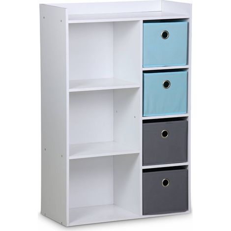 Children's storage unit with 4 baskets, Camille, Blue, 62x29.5x96 cm (1/5)