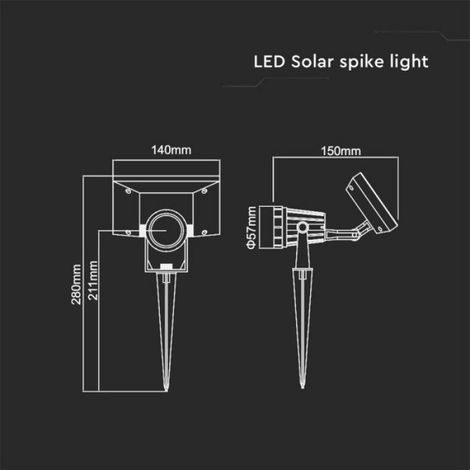 Spot solaire LED - - TA-6661 - 2W - 4000K - IP65 (1/5)