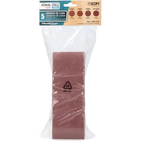 Kit 5 Carte Abrasive per Levigatrice a Nastro 08778 KomaTools
