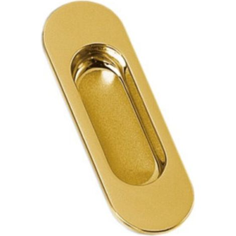 Poignée Encastrée - Cuvette Ovale - Zamak Doré Brillant - Pour Portes Coulissantes - Épaisseur Min 19 mm - 110 x 36 mm - 1 Pièce