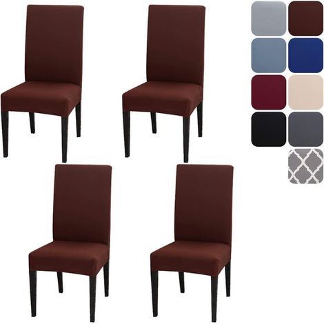 Fundas elásticas para sillas, Juego de 4 piezas, Universales, Removibles, Lavables, Fundas duraderas para sillas de comedor, Hotel, Fiesta (1/5)