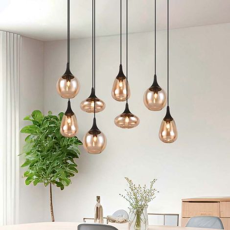 [GEBRAUCHT] B-Ware TRIO LIGHTING Hängeleuchte Pendelleuchte Lampe Lumina Glas schwarz amber Metall (1/2)