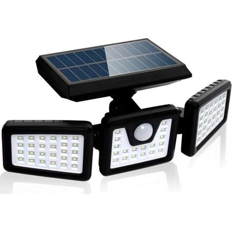 Lampe Solaire De Sécurité à Détecteur De Mouvement, Spot Mural Extérieur Puissant Avce 3 Têtes,550 Lumen (1/4)