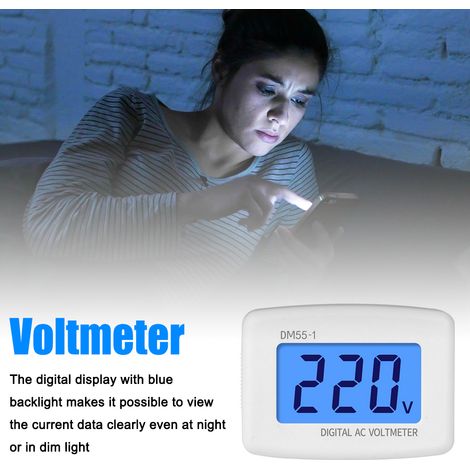 Voltmetro digitale LCD AC 80-300V, voltmetro a spina, pannello di misura tensione 110V 220V. (1/4)