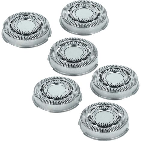 vhbw 6x Replacement Shaver Heads compatible with Philips S9511, S9521, S9700, S9151, S9161, S9171, S9311, S9371 Electric Shaver, Silver