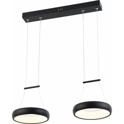 Suspension LED Thea noire 12W barre 2 anneaux Reality