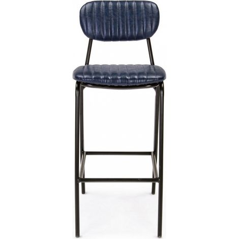 Sgabello vintage da bar in simipelle Blu DEBBIE 44x51x h100 cm (1/5)