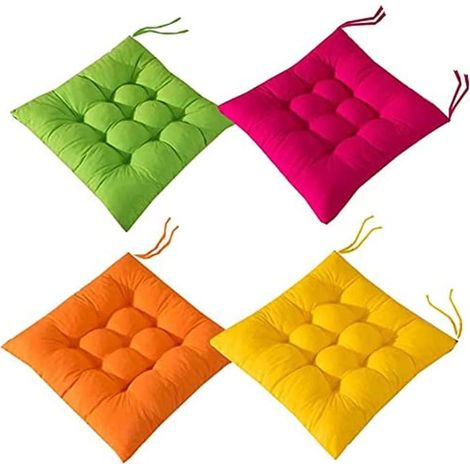 Coussins de chaise carrés, coussins de siège de patio, coussins de chaise de salle à manger épais avec attaches, coussins de siège de chaise de salle à manger (40 x 40 cm), 4 pièces (1/5)